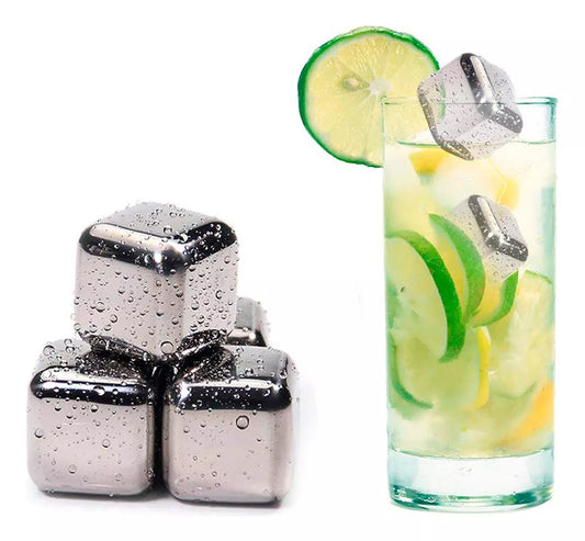 CUBO DE HIELO SET X 6 REUTILIZABLE ACERO INOX