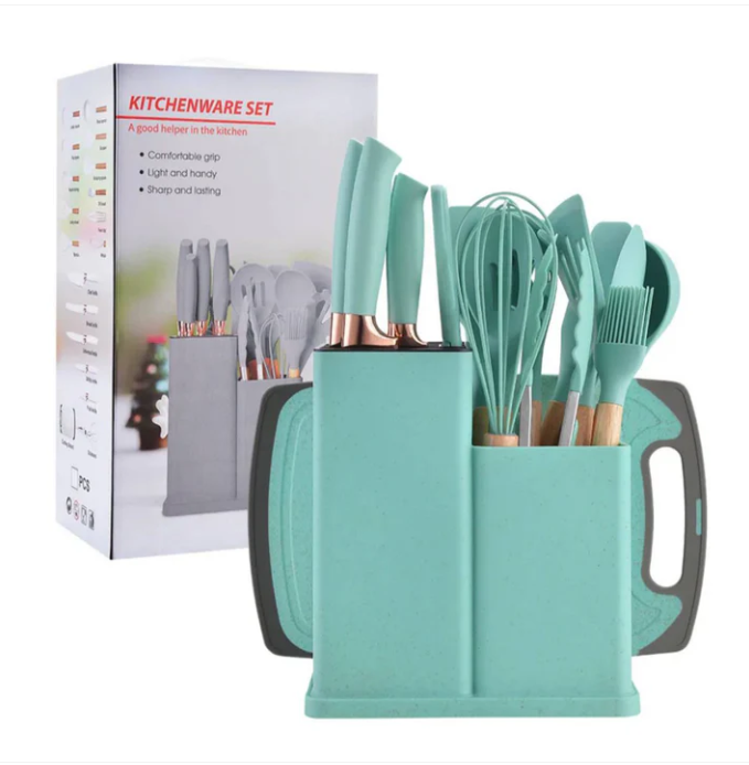 Set 19 utensilios de cocina de silicona