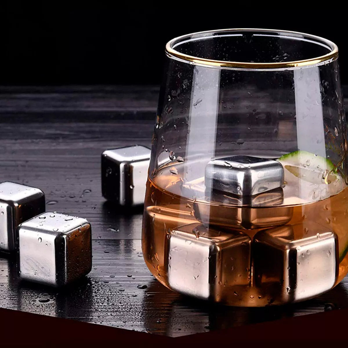 CUBO DE HIELO SET X 6 REUTILIZABLE ACERO INOX