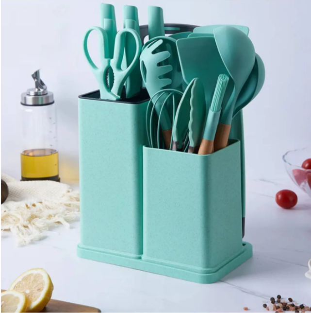 Set 19 utensilios de cocina de silicona