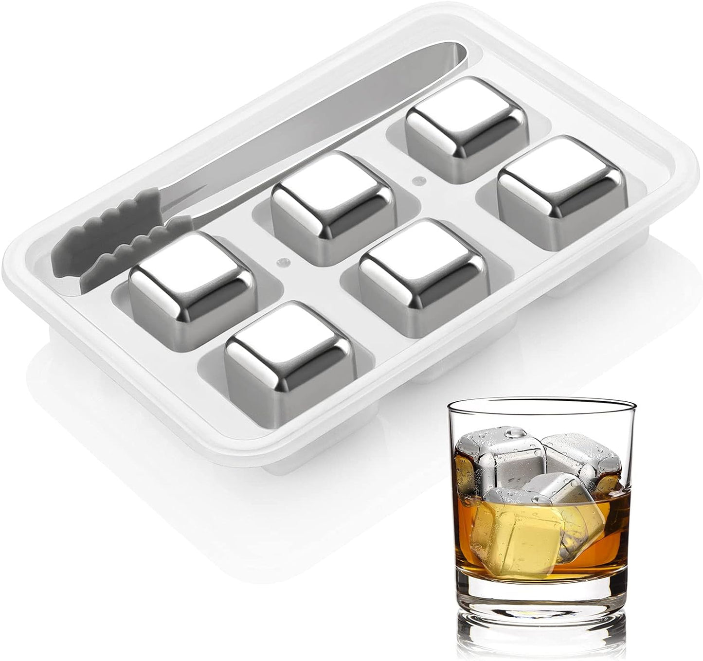 CUBO DE HIELO SET X 6 REUTILIZABLE ACERO INOX