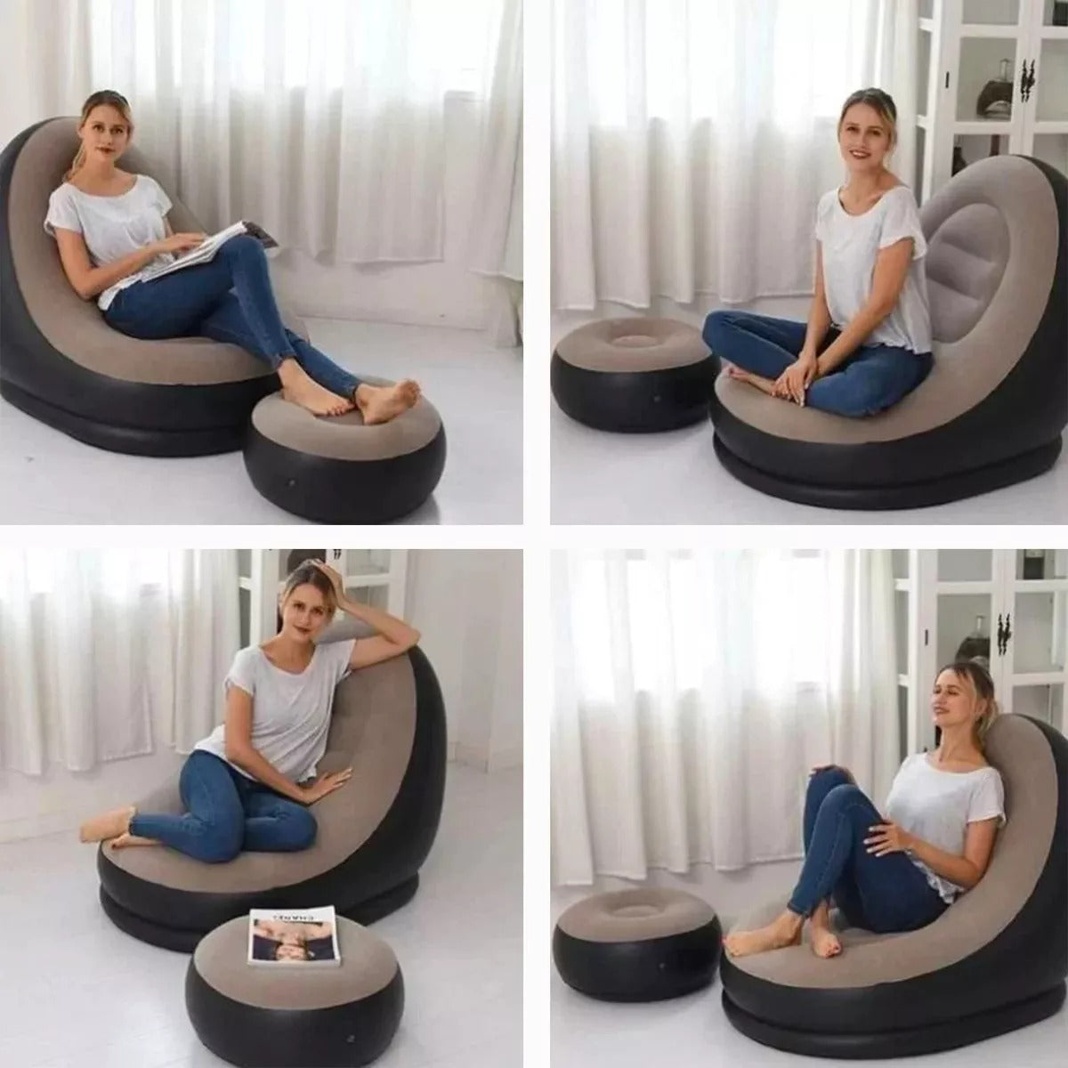 Sillón inflable Reclinable + Puff