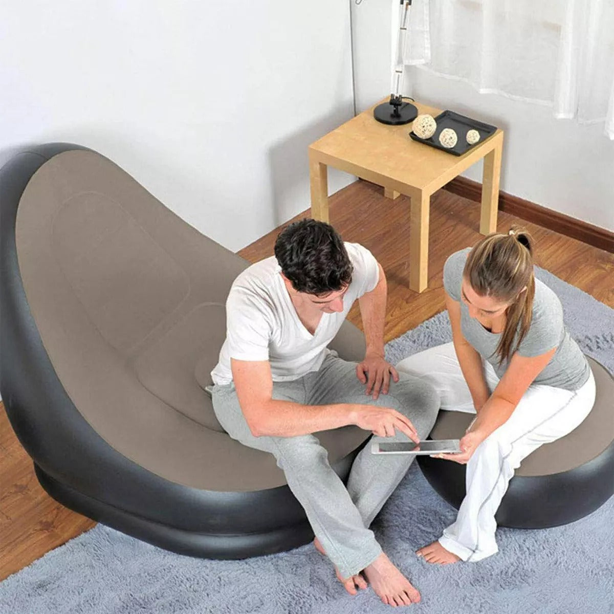 Sillón inflable Reclinable + Puff