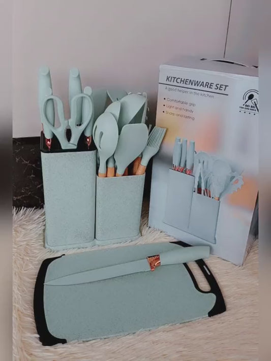 Set 19 utensilios de cocina de silicona