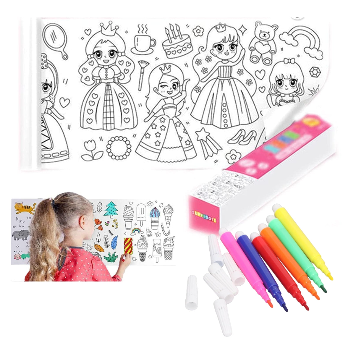 ROLLO  ADHESIVO DE DIBUJO PARA COLOREAR  DE 3 MT