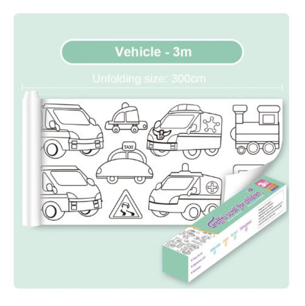 ROLLO  ADHESIVO DE DIBUJO PARA COLOREAR  DE 3 MT