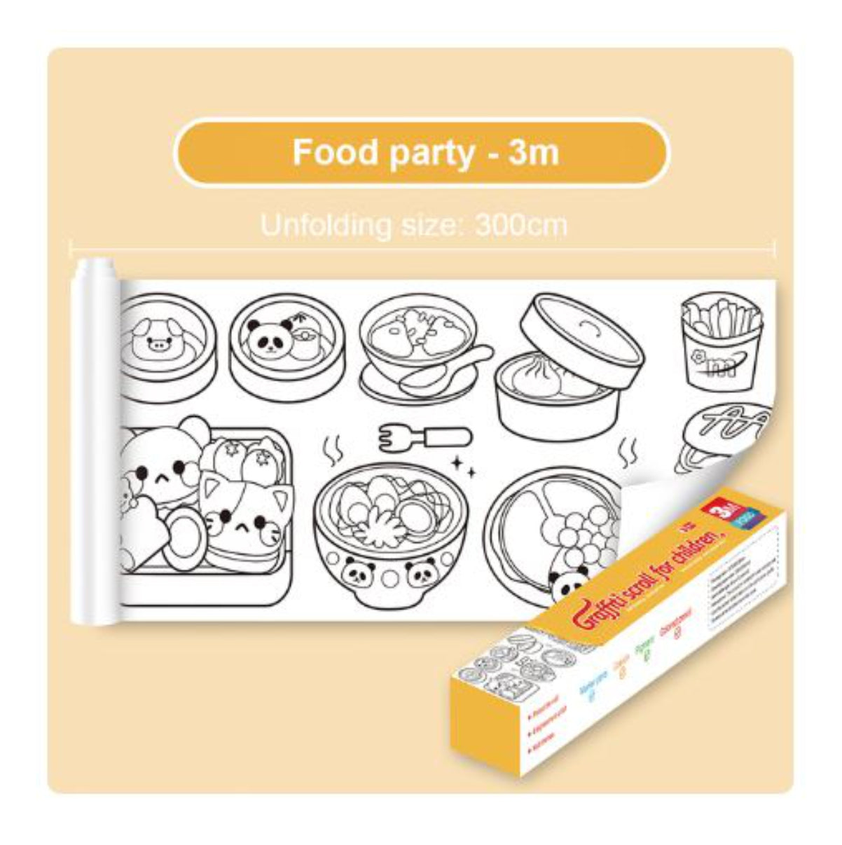 ROLLO  ADHESIVO DE DIBUJO PARA COLOREAR  DE 3 MT