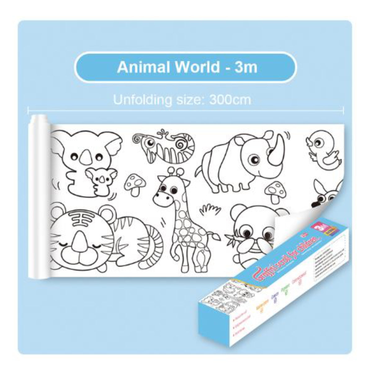 ROLLO  ADHESIVO DE DIBUJO PARA COLOREAR  DE 3 MT