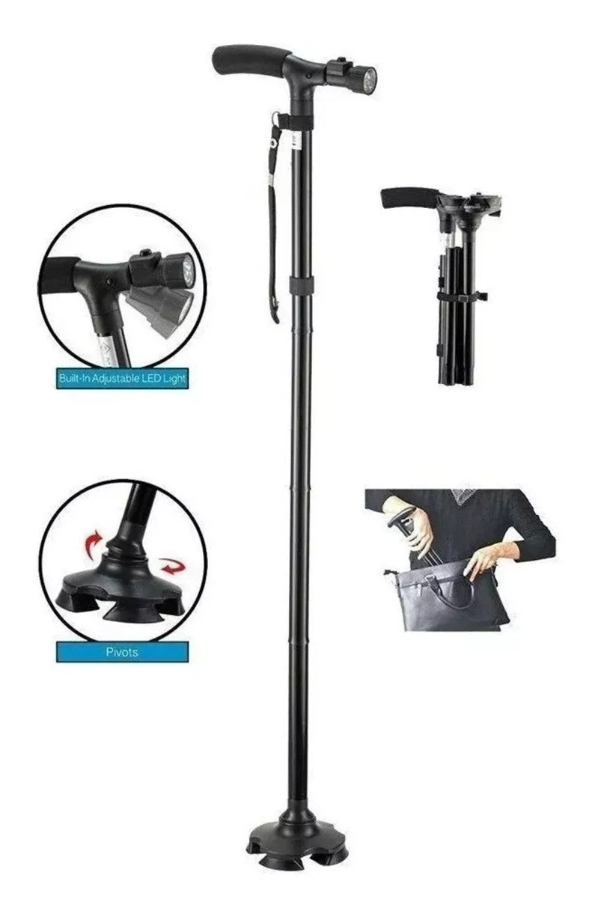 BASTON ORTOPEDICO PLEGABLE CON LINTERNA